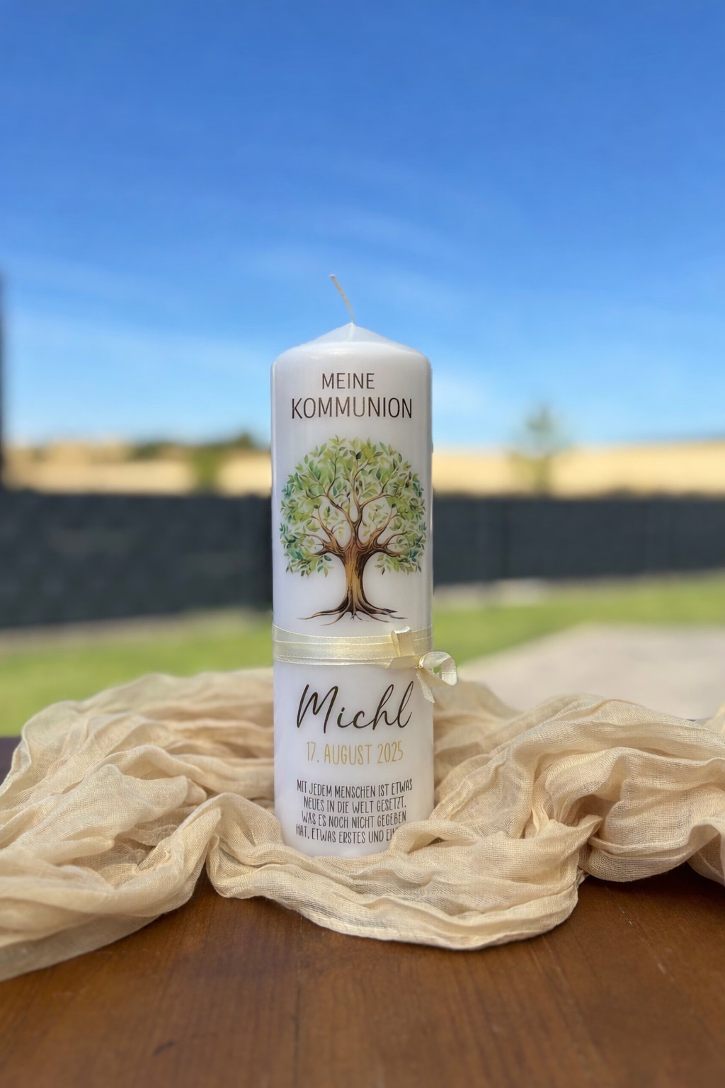 Personalisierte Kommunionkerze „Lebensbaum"