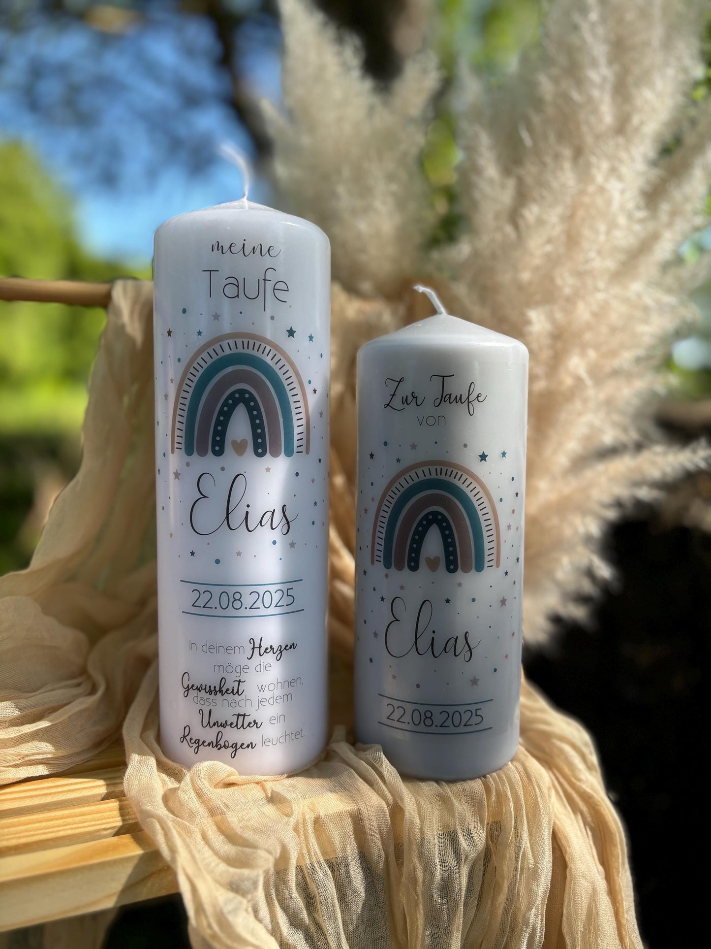 Taufkerze Regenbogen