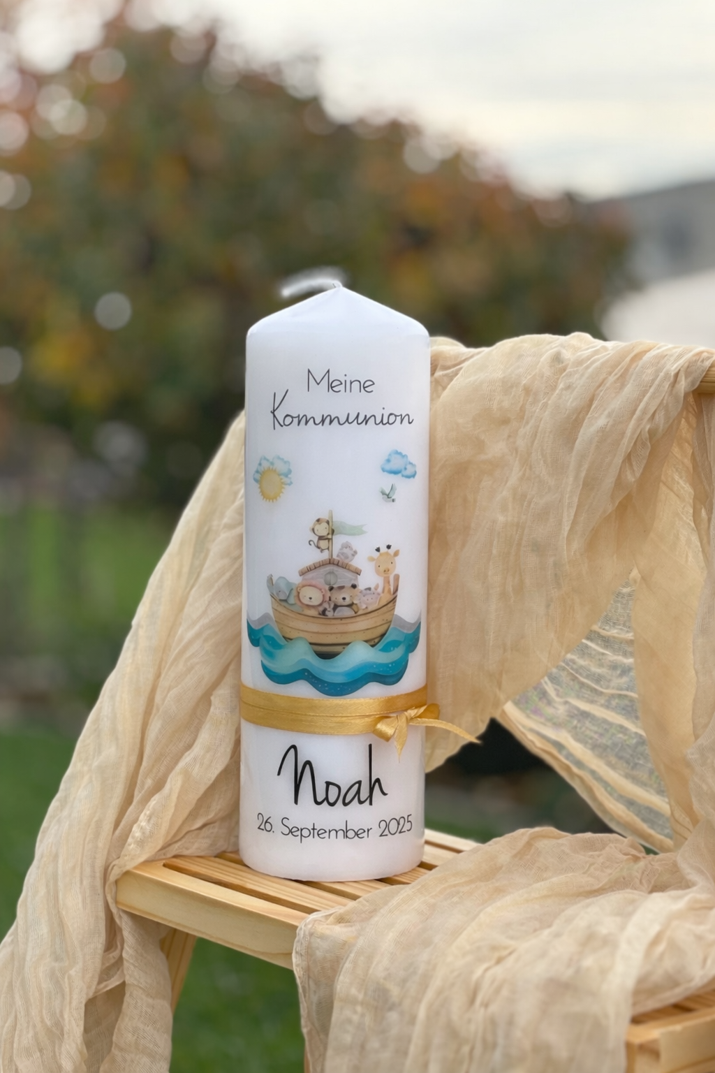 Personalisierte Kommunionkerze „Arche Noah"