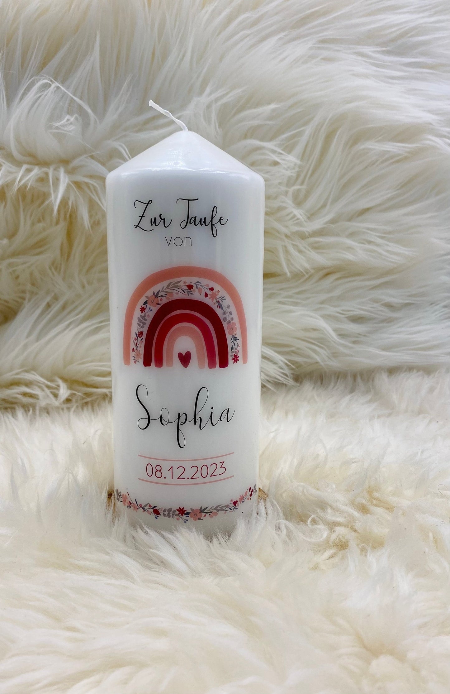 Taufkerze Regenbogen