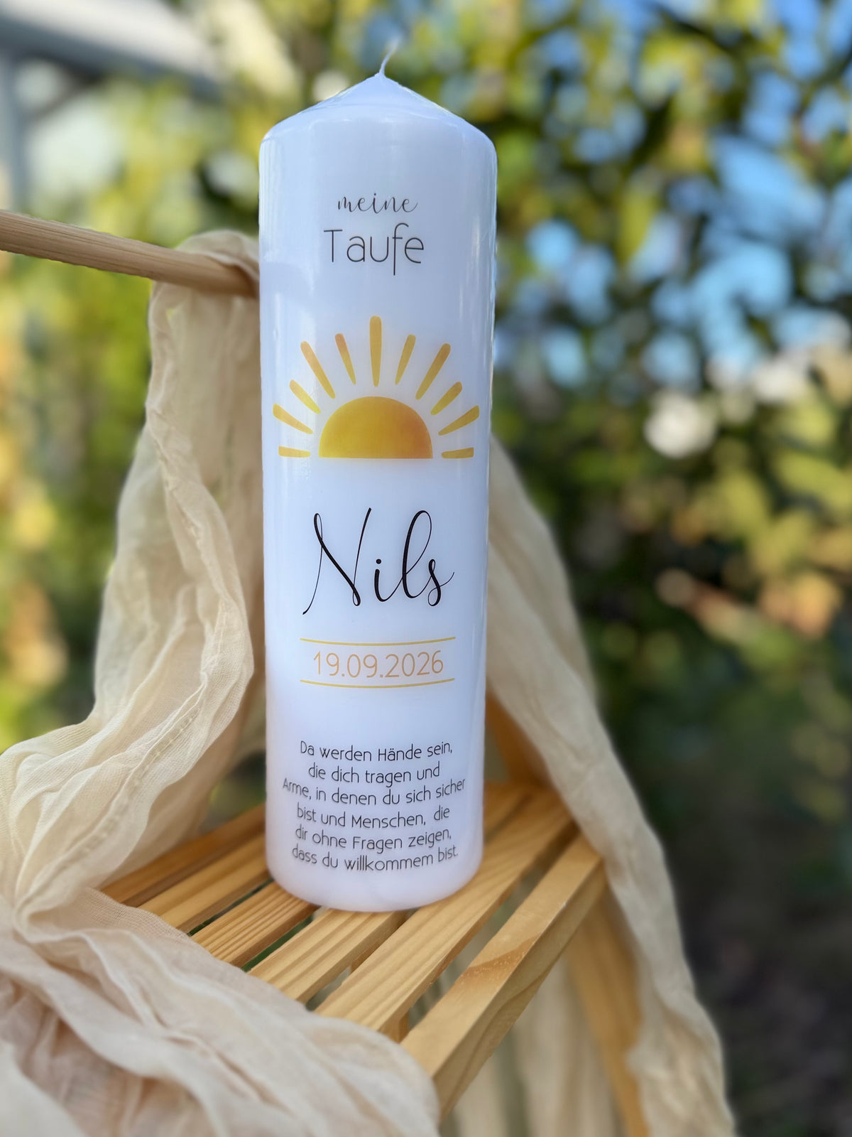 Personalisierte Taufkerze „Sonne"
