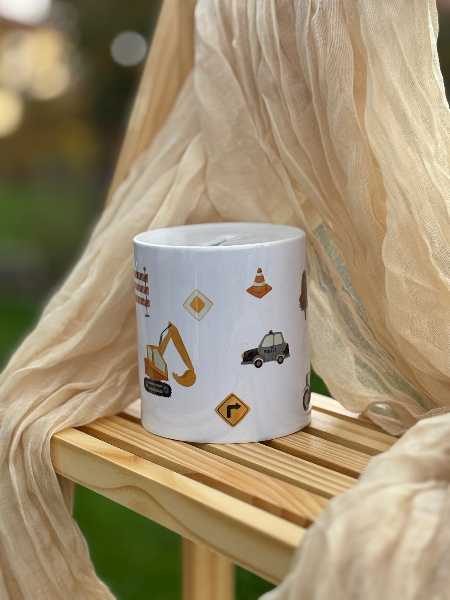 Tasse / Spardose Bulldog, Bagger, Polizei, Feuerwehr (Wimmelprodukt)