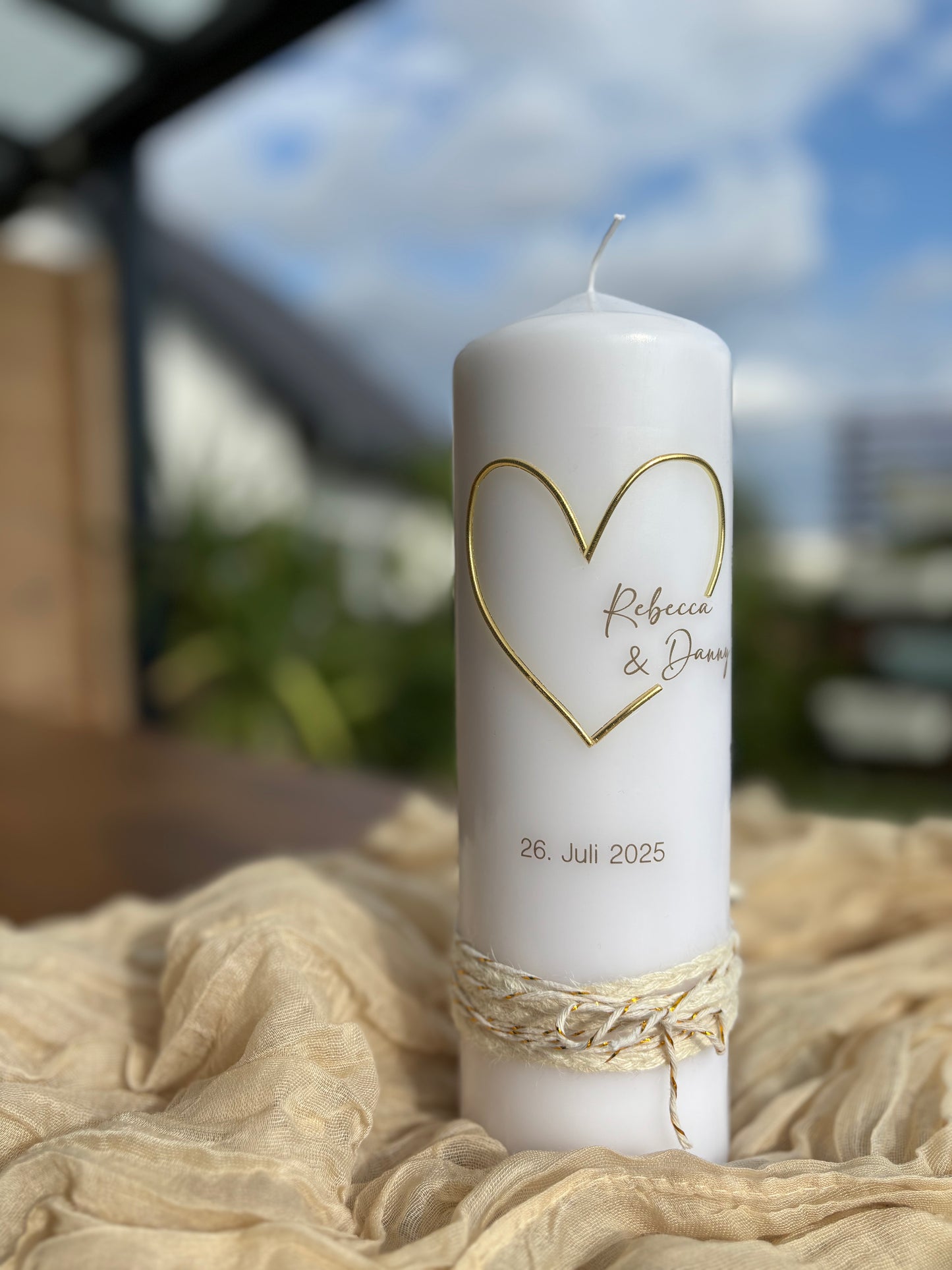 Hochzeitskerze Herz gold