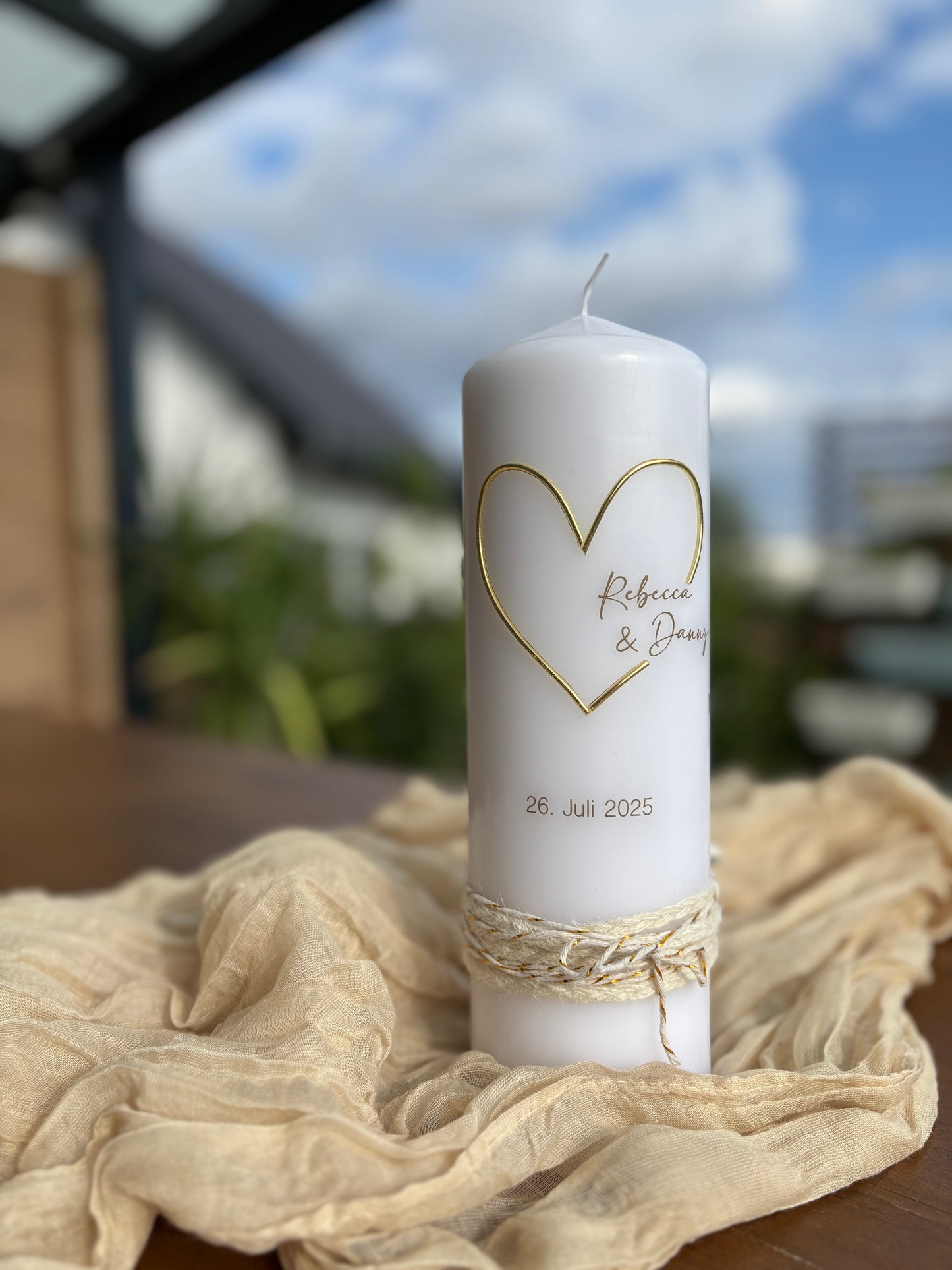 Hochzeitskerze Herz gold