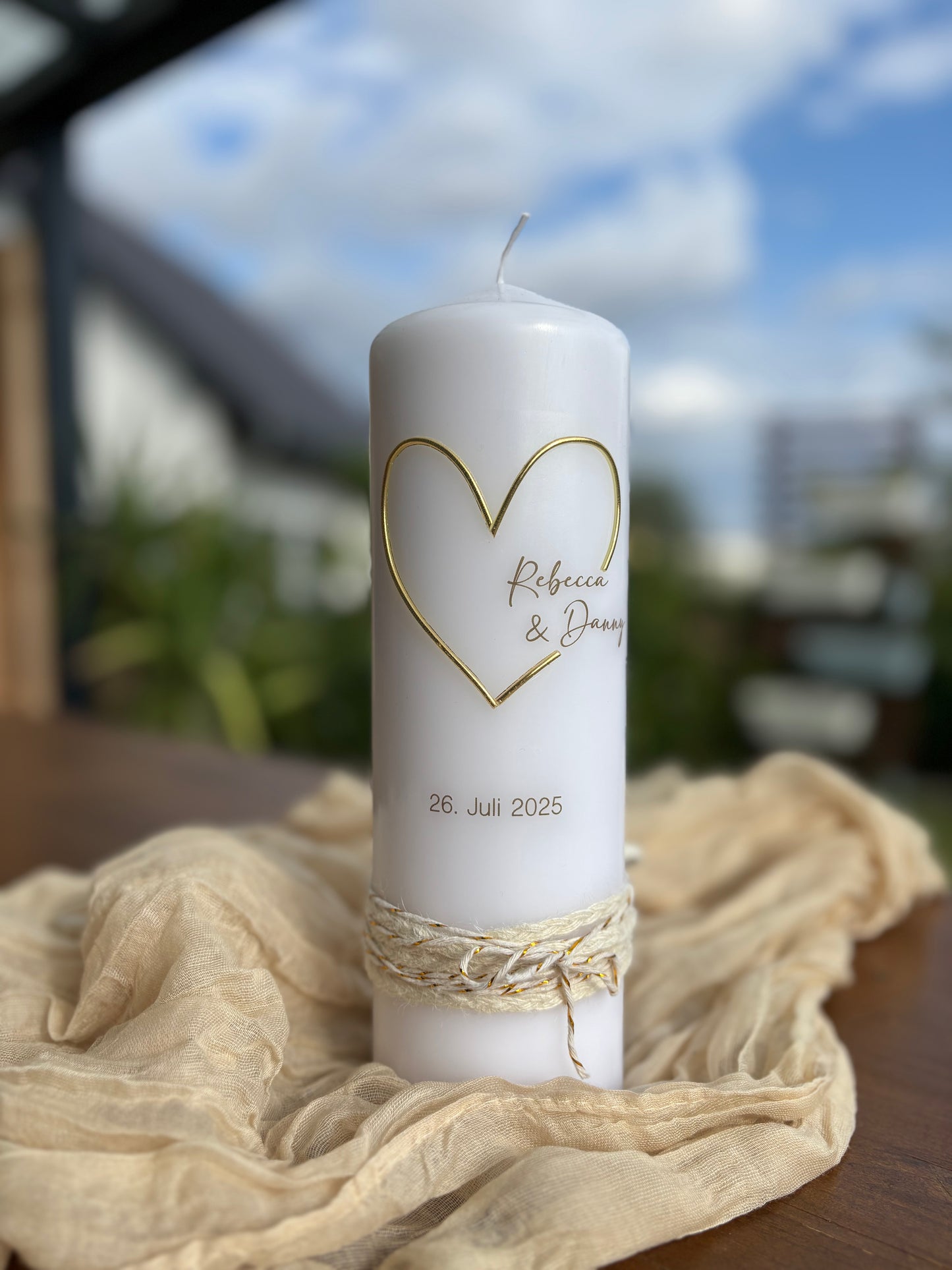 Hochzeitskerze Herz gold