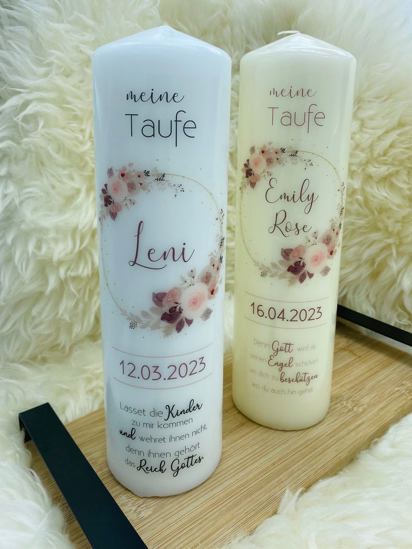 Taufkerze Rosen/Blumen