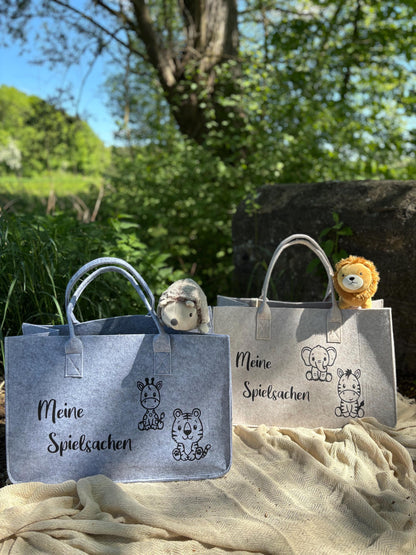 Spielzeugtasche Tasche Kinder Spielsachen Filztasche Beige Grau