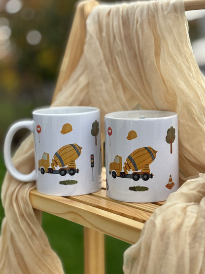 Tasse / Spardose Betonmischer, Bagger, Feuerwehrauto (Wimmelprodukt)