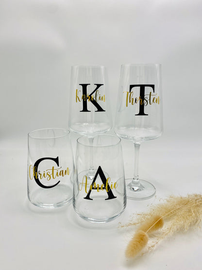 Weinglas mit Name; Gastgeschenk / Sitzplan