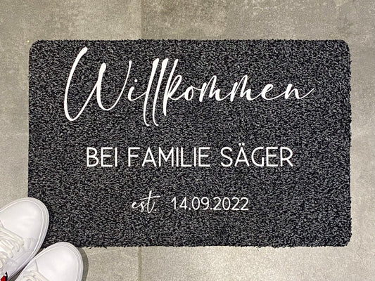 Fußmatte Willkommen + Familie