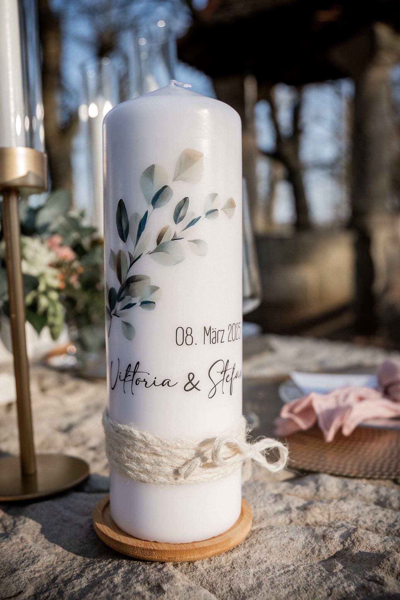 Hochzeitskerze Eukalyptus