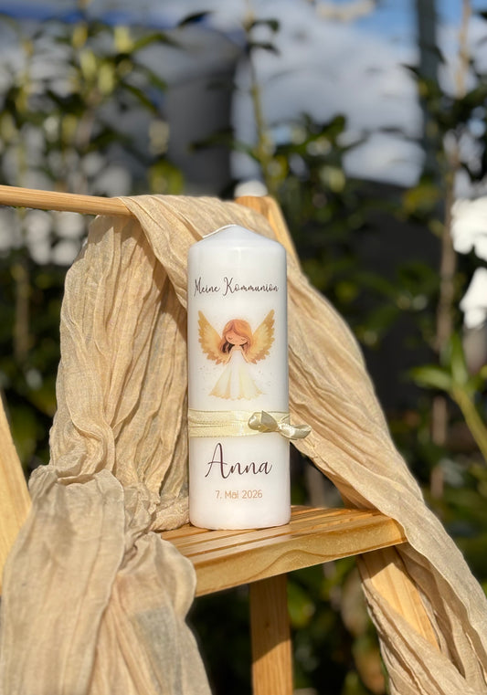 Personalisierte Kommunionkerze Engel