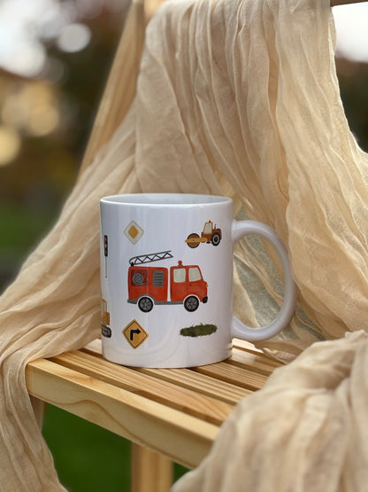 Tasse / Spardose Bulldog, Bagger, Polizei, Feuerwehr (Wimmelprodukt)