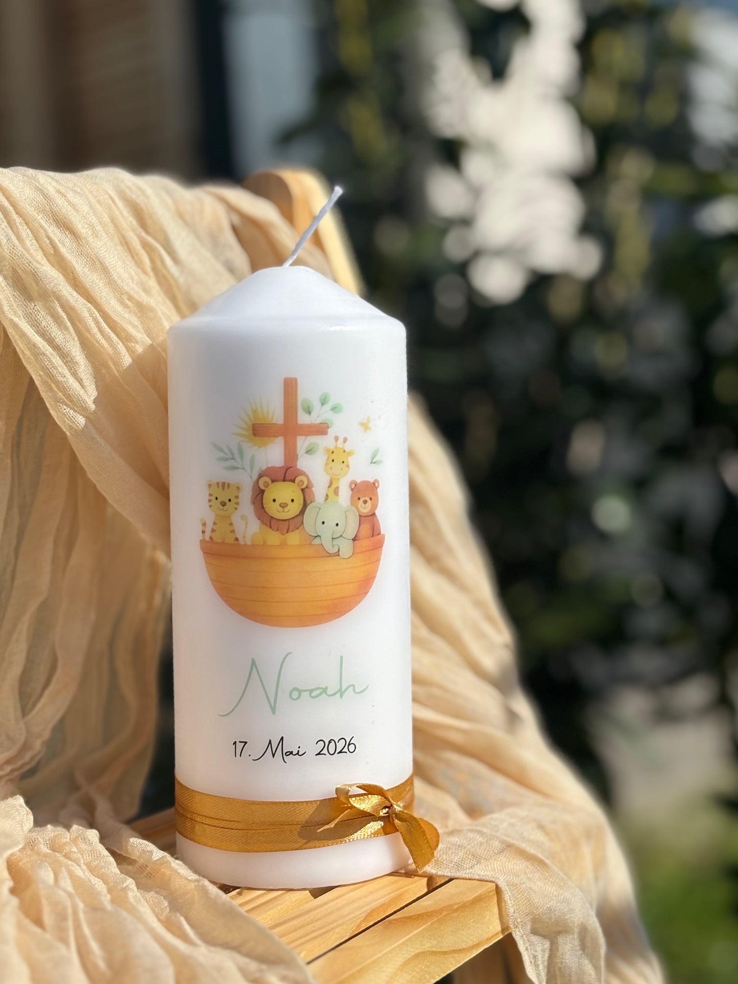 Personalisierte Kommunionkerze „Arche Noah"