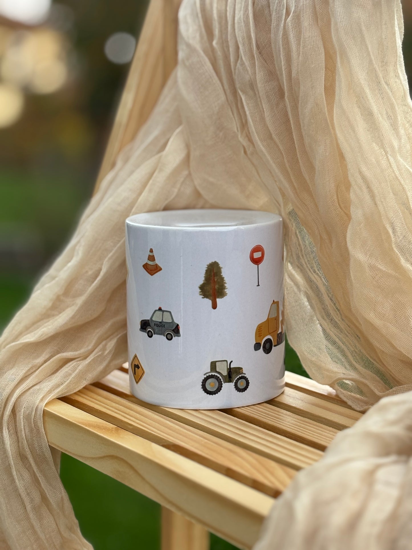 Tasse / Spardose Bulldog, Bagger, Polizei, Feuerwehr (Wimmelprodukt)