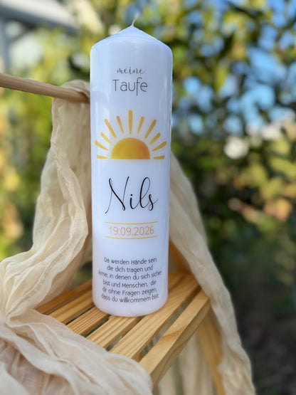 Personalisierte Taufkerze „Sonne"