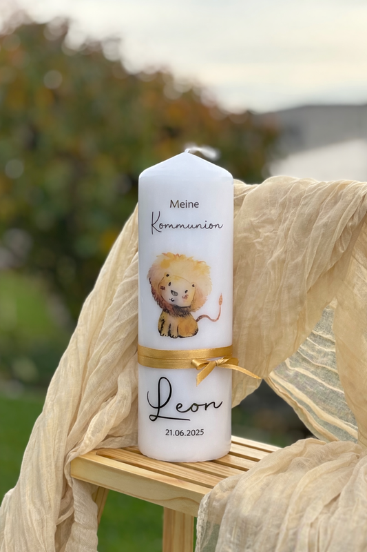 Personalisierte Kommunionkerze „Löwe"