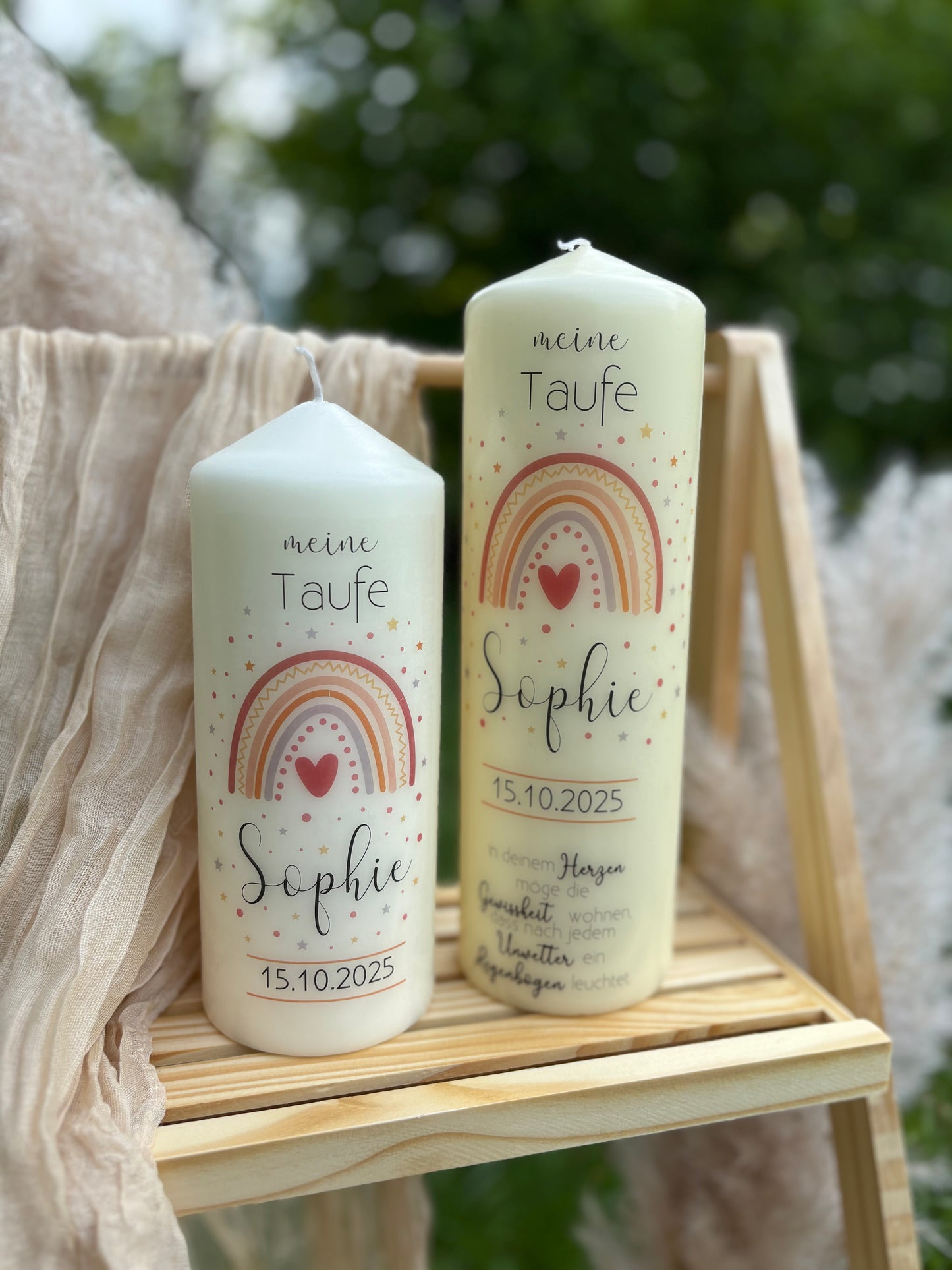 Taufkerze Regenbogen