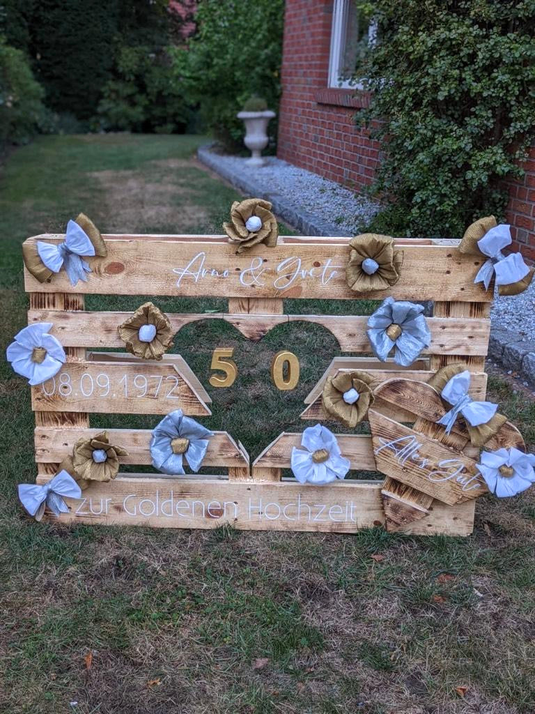 Palettenbeschriftung silberne / goldene Hochzeit