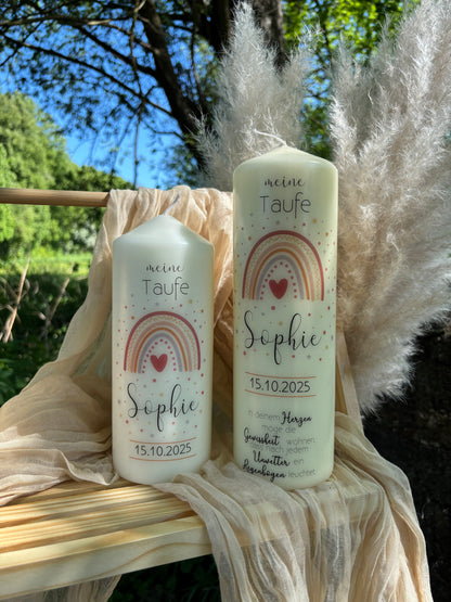 Taufkerze Regenbogen