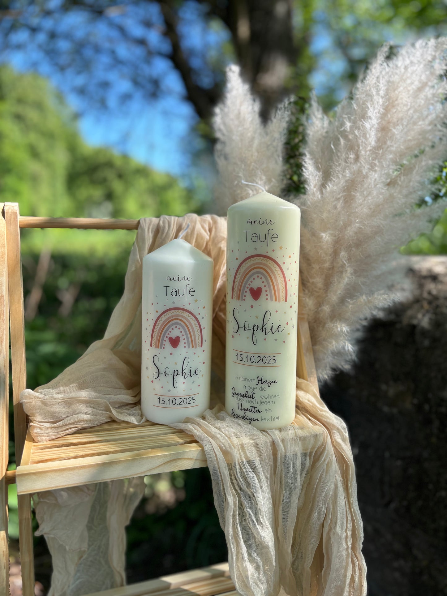 Taufkerze Regenbogen