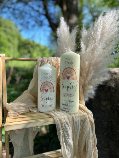 Taufkerze Regenbogen