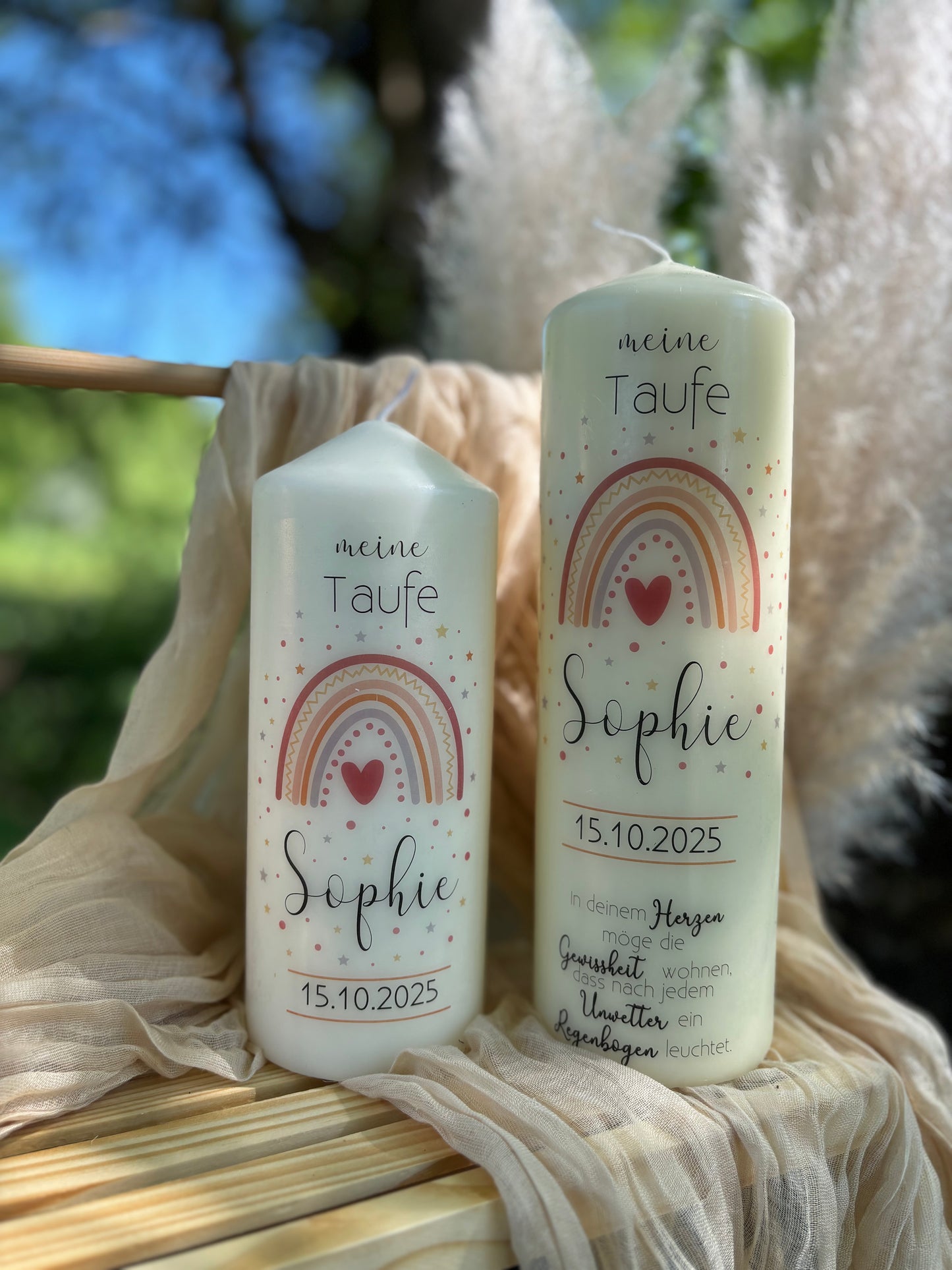 Taufkerze Regenbogen