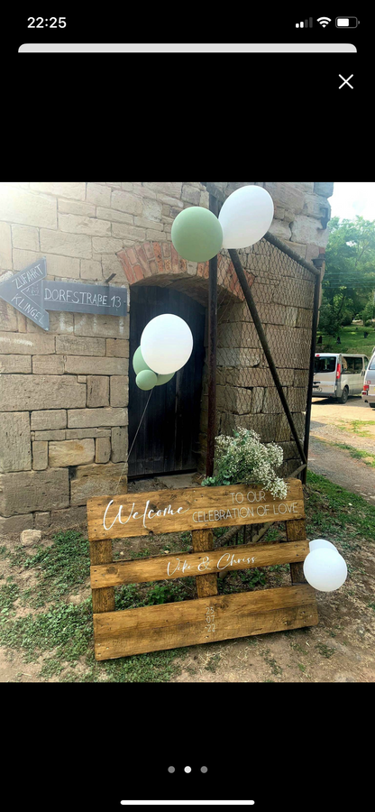 Palettenbeschriftung Hochzeit