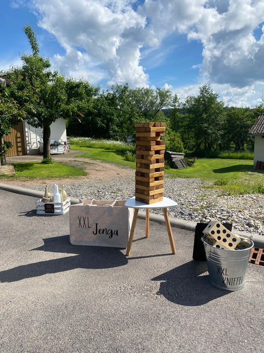 XXL Spieleset (Jenga, Kniffel, Dosen & Ringe werfen)
