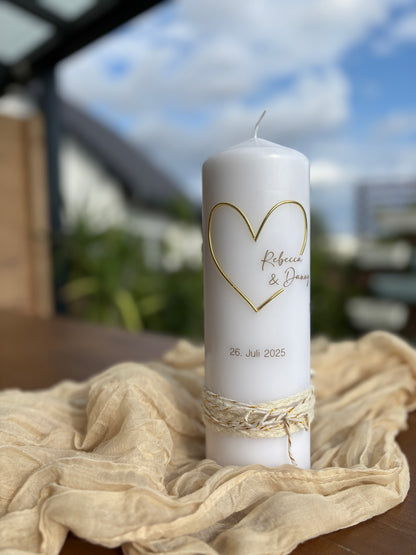 Hochzeitskerze Herz gold