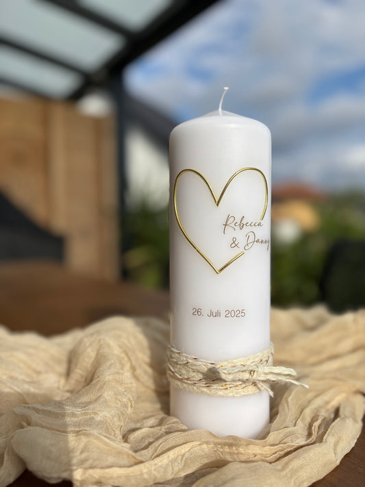 Hochzeitskerze Herz gold