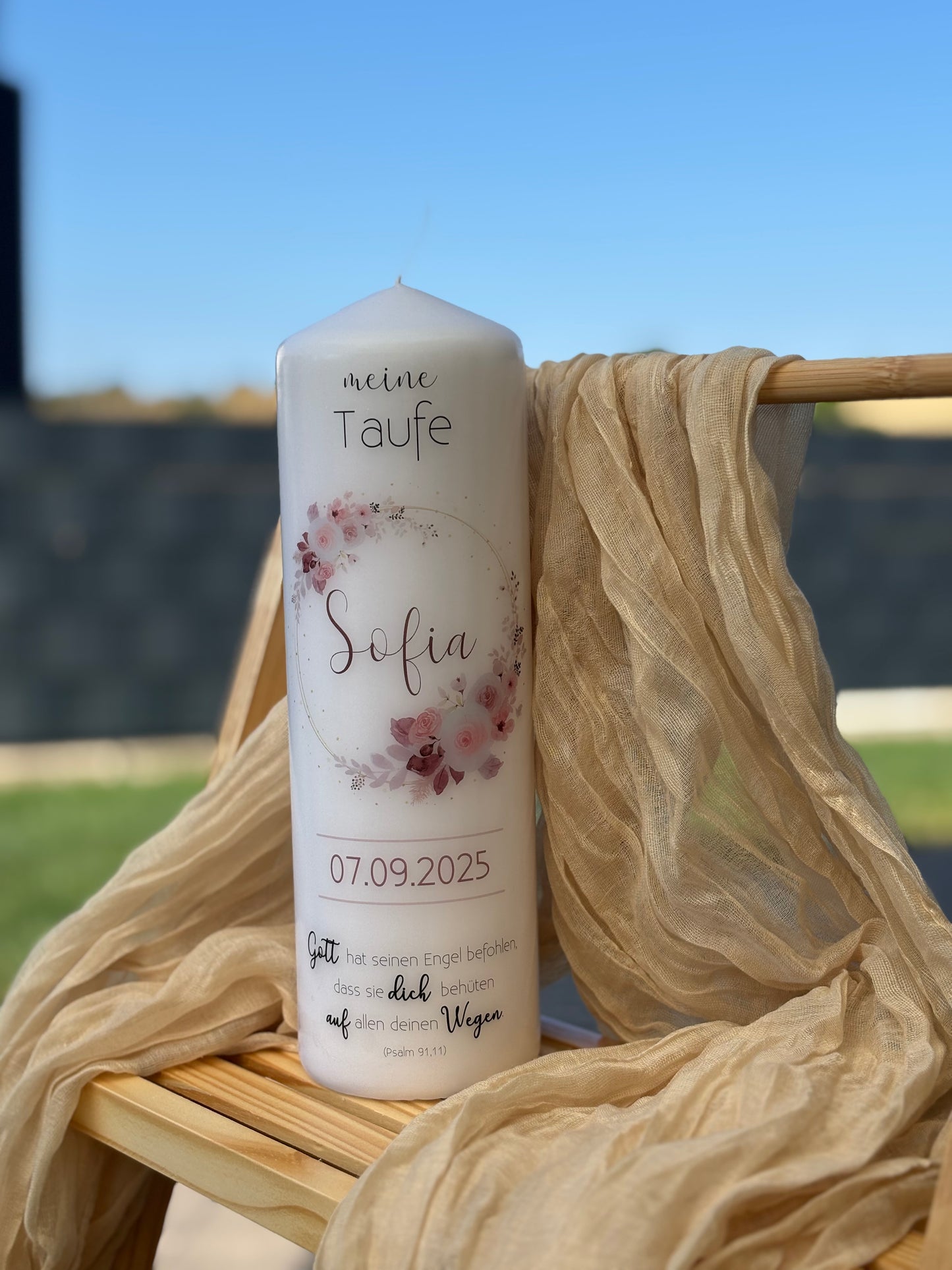 Taufkerze Rosen/Blumen