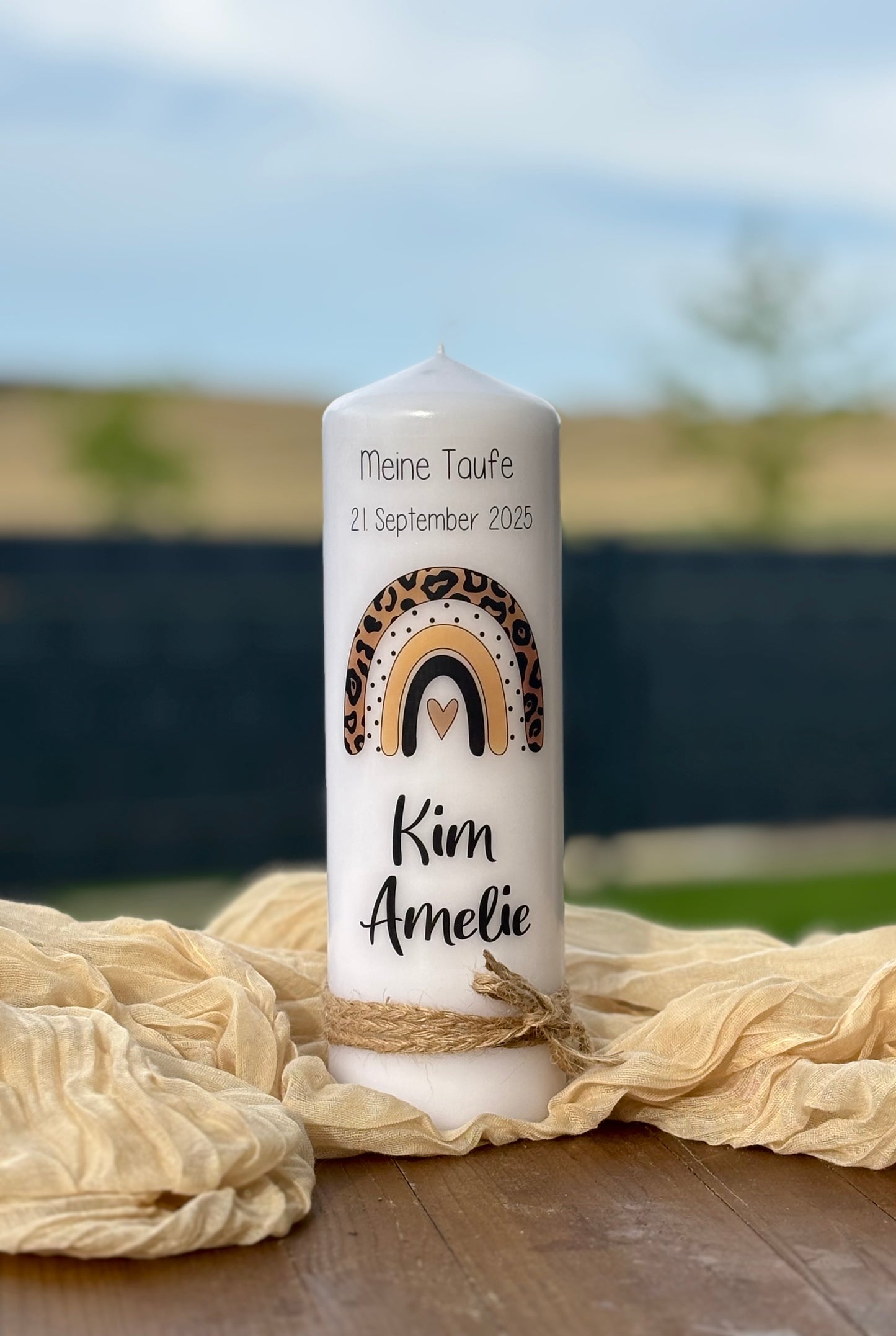 Taufkerze Leo-Regenbogen