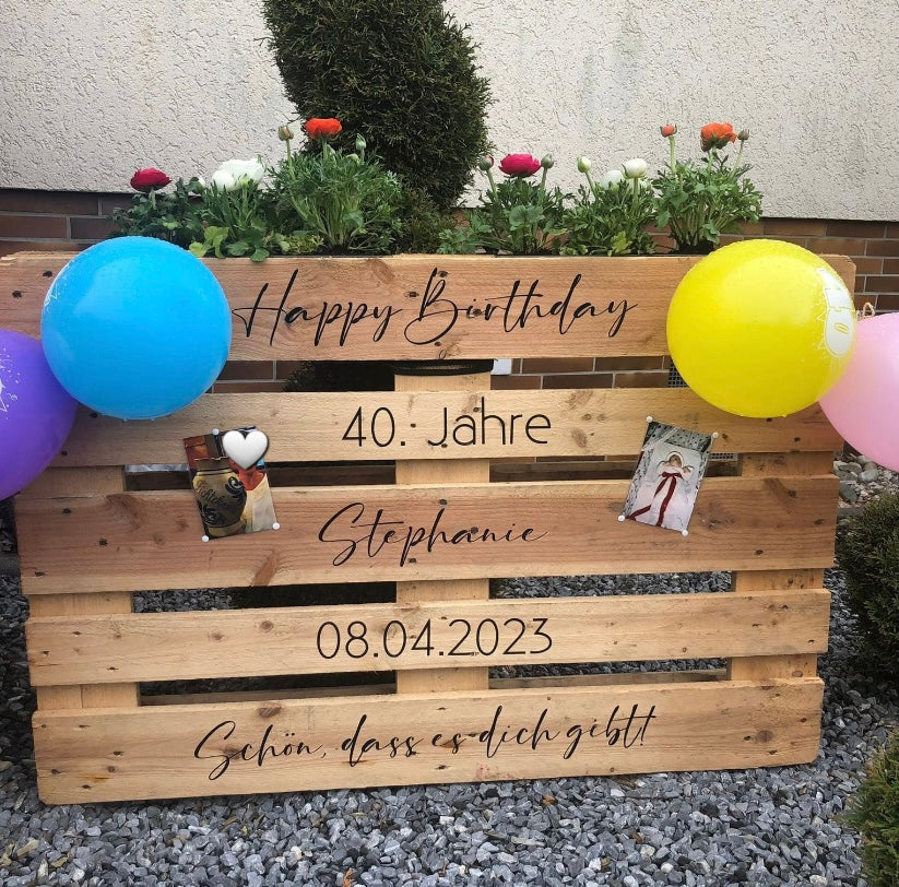 Palettenbeschriftung Geburtstag