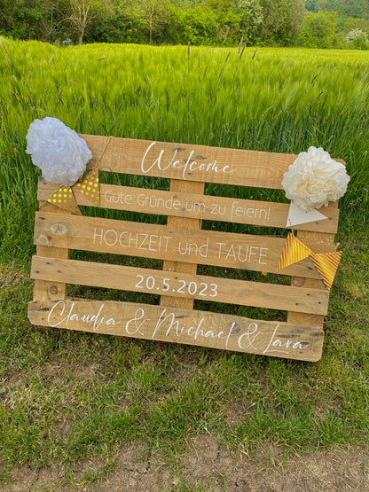 Palettenbeschriftung Hochzeit