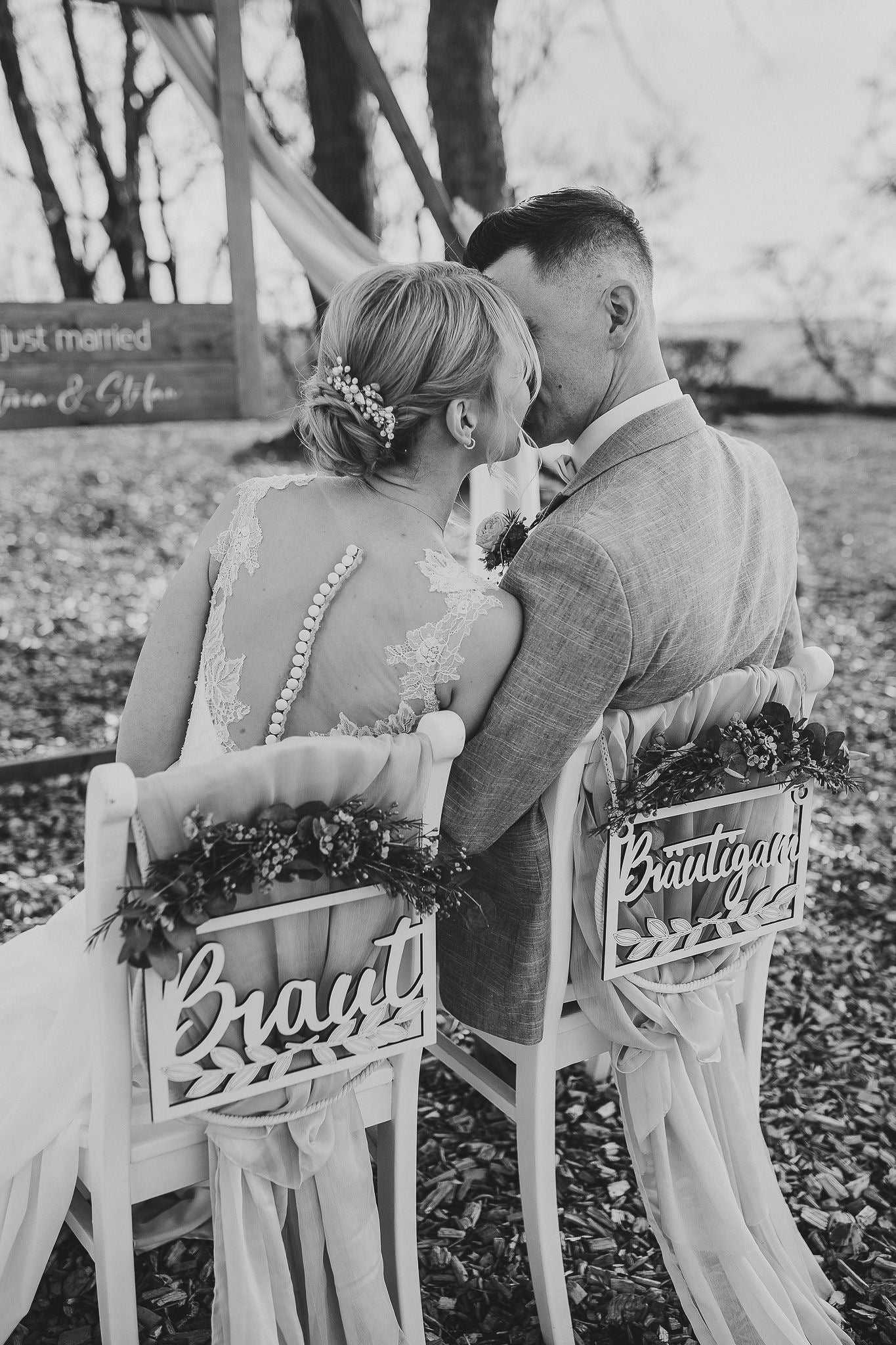 Holzschild Braut & Bräutigam (2er Set)