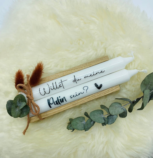 Geschenkset Stabkerzen „willst du meine Patin / mein Pate werden“