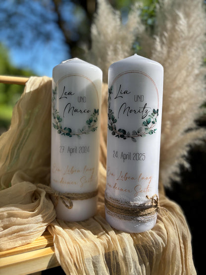 Hochzeitskerze Eukalyptus-Kranz