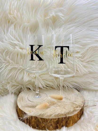 Weinglas mit Name; Gastgeschenk / Sitzplan