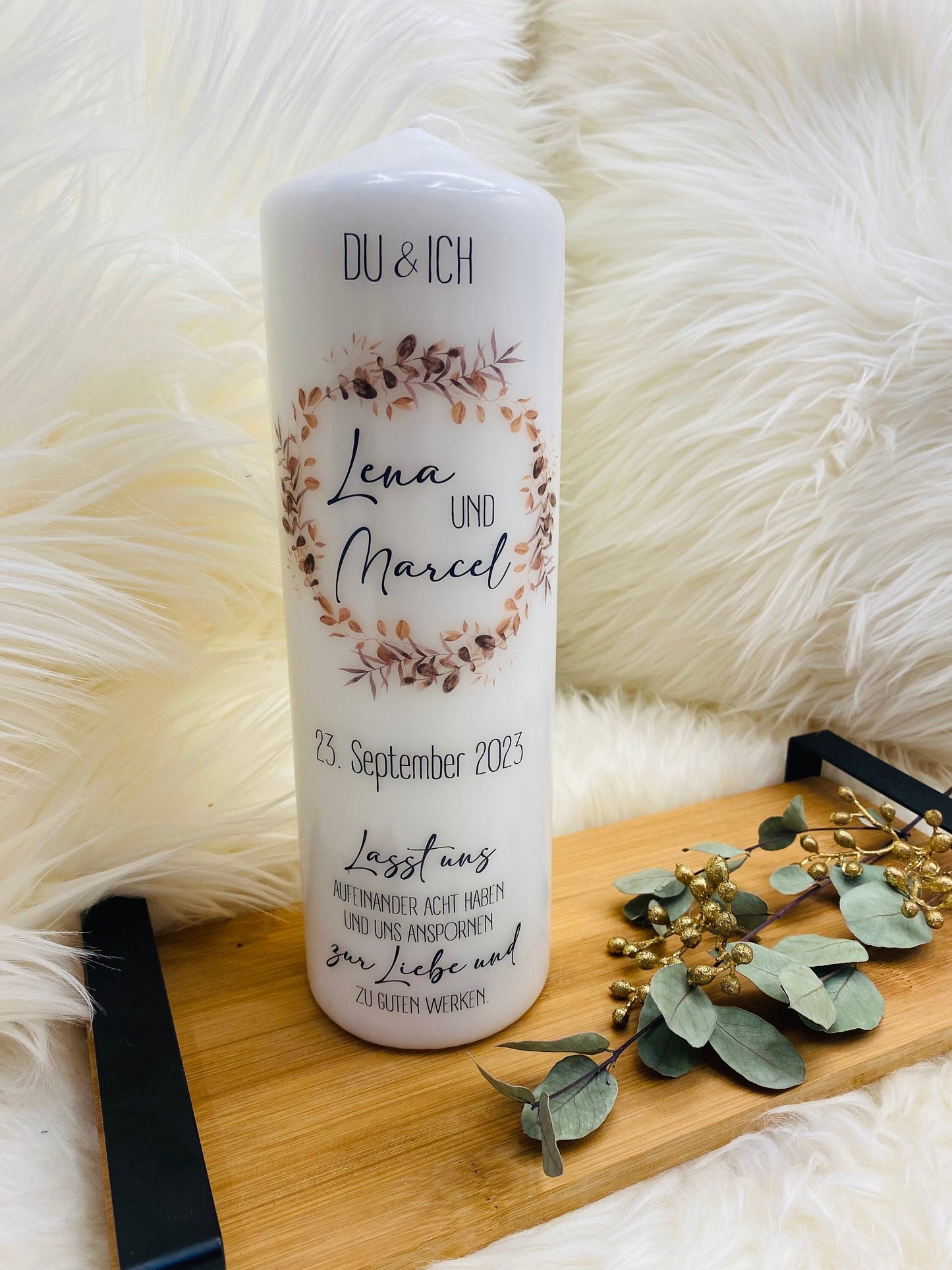 Hochzeitskerze Blumenkranz