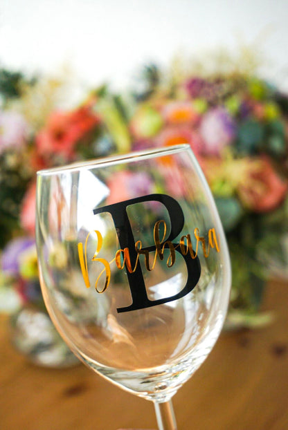 Weinglas mit Name; Gastgeschenk / Sitzplan