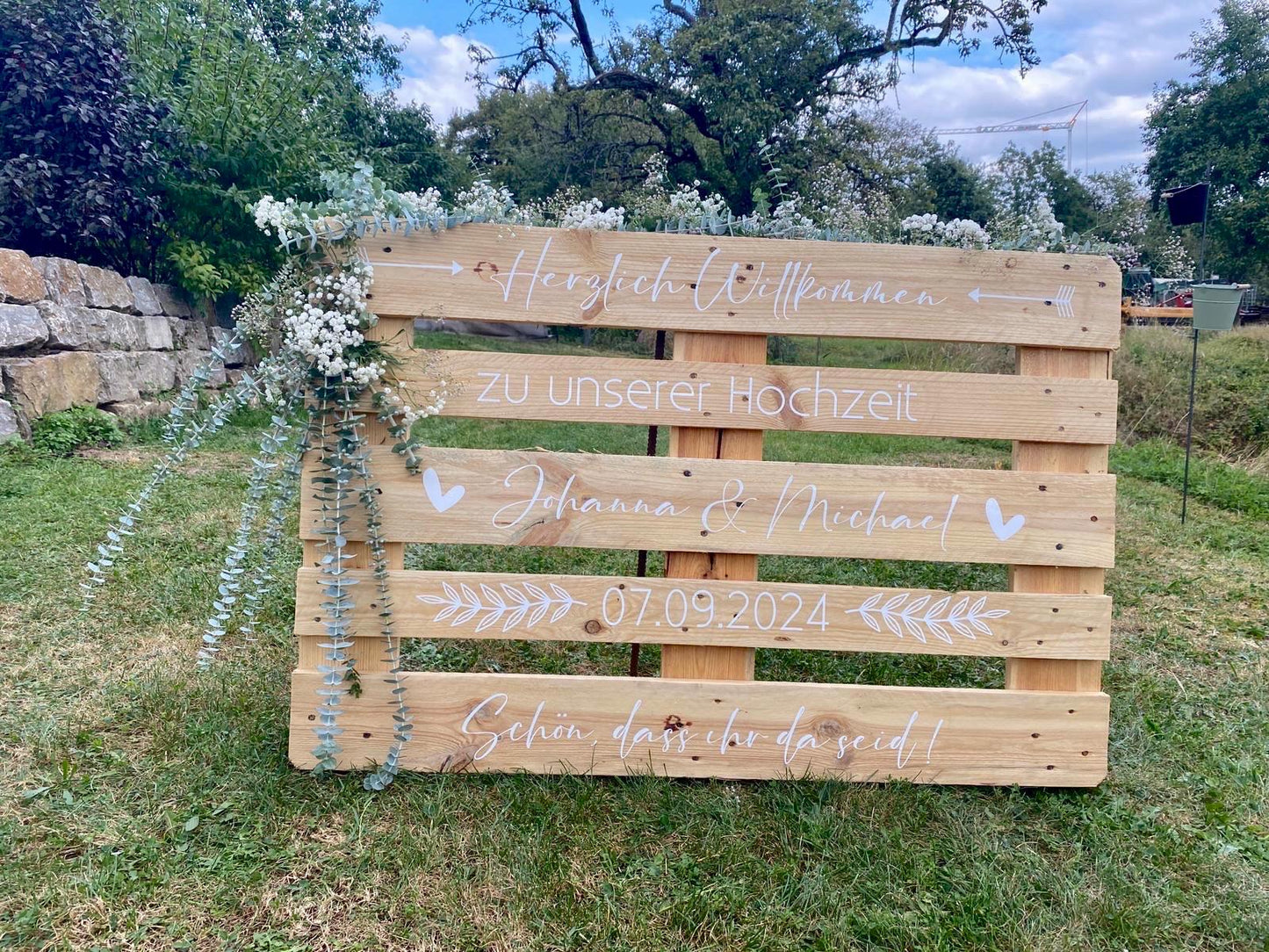 Palettenbeschriftung Hochzeit